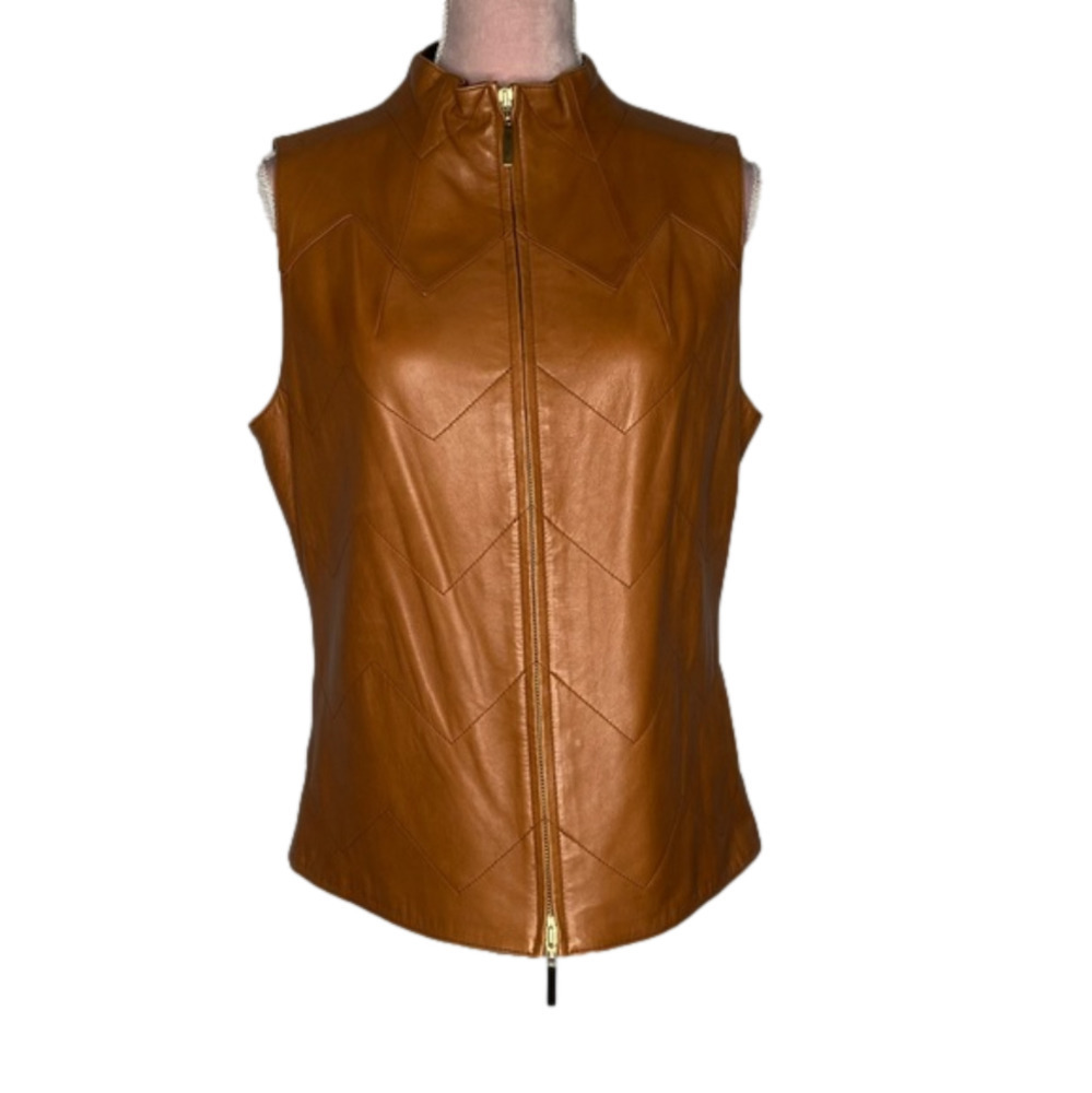 Women's Tan Leather Vest